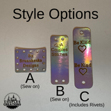 Holographic Leather Hat Tags