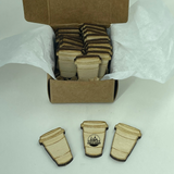 Wooden coffee cup buttons
