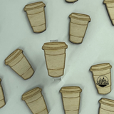 Wooden coffee cup buttons