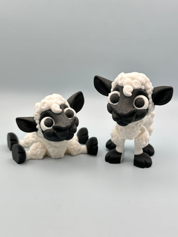 Black & White 3D printed sheep decor figurine