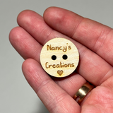 Wood buttons-Removable Pompoms