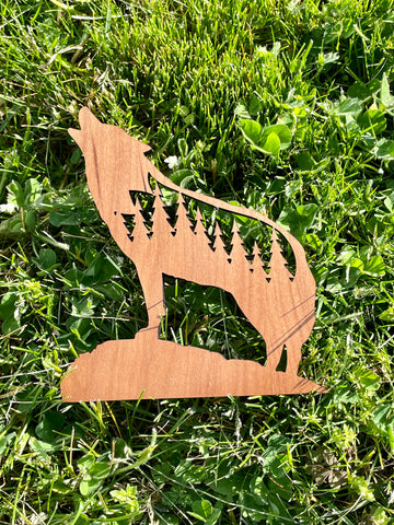 Wolf Cherry wood forest animal sign