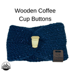 Wooden coffee cup buttons