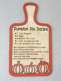 Pumpkin Pie Recipe Cutting Board Sign